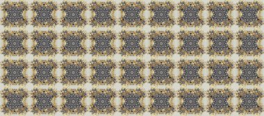 Raster altın pürüzsüz desen. Kusursuz altın desenli bukleler. Doğu tarzı arabesk tarzında altın elementler. Gri, bej ve nötr renklerde pürüzsüz desen.