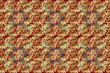 Kusursuz çiçek deseni. Kahverengi, bej ve kırmızı renklerde grafiksel, modern, pürüzsüz desen. Kusursuz raster arka plan. Duvar kâğıdı barok, İspanyol kumaşı.