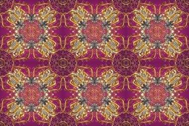 Noel stili. Raster illüstrasyonu. Mor, kahverengi ve bej renkli kar taneleri.