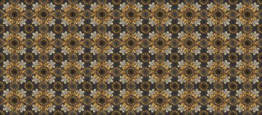 Kusursuz oryantal klasik altın desen. Gri, kahverengi ve bej renklerde altın tekrarlayan elementler içeren Raster soyut arkaplanı.