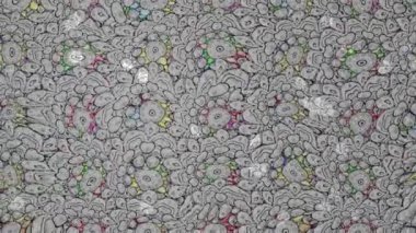 Renkli unsurlarla hareketli arka plan görüntüleri. Çiçekler. Eski model. Bayrak tarzı. Video kaydı. Şablon. Döngü. Kusursuz..