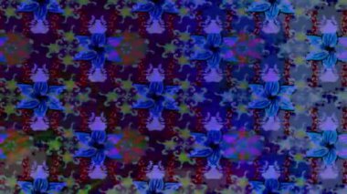 Renkli unsurlarla hareketli arka plan görüntüleri. Çiçekler. Eski model. Bayrak tarzı. Video kaydı. Şablon. Döngü. Kusursuz..