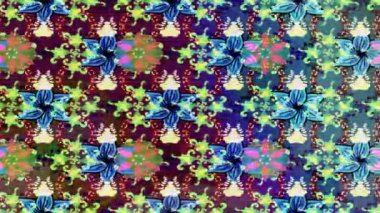 Renkli unsurlarla hareketli arka plan görüntüleri. Çiçekler. Eski model. Bayrak tarzı. Video kaydı. Şablon. Döngü. Kusursuz..