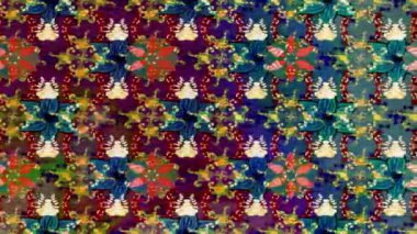 Renkli unsurlarla hareketli arka plan görüntüleri. Çiçekler. Eski model. Bayrak tarzı. Video kaydı. Şablon. Döngü. Kusursuz..