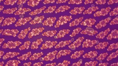 Renkli unsurlarla hareketli arka plan görüntüleri. Çiçekler. Eski model. Bayrak tarzı. Video kaydı. Şablon. Döngü. Kusursuz..