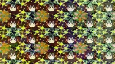 Renkli unsurlarla hareketli arka plan görüntüleri. Çiçekler. Eski model. Bayrak tarzı. Video kaydı. Şablon. Döngü. Kusursuz..