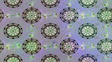 Renkli unsurlarla hareketli arka plan görüntüleri. Çiçekler. Eski model. Bayrak tarzı. Altın, altın. Video kaydı. Şablon.