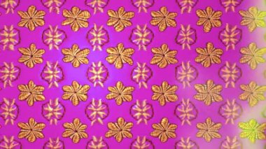 Renkli unsurlarla hareketli arka plan görüntüleri. Çiçekler. Eski model. Bayrak tarzı. Altın, altın. Video kaydı. Şablon.