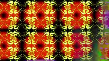 Renkli unsurlarla hareketli arka plan görüntüleri. Çiçekler. Eski model. Bayrak tarzı. Video kaydı. Şablon. Döngü. Kusursuz..