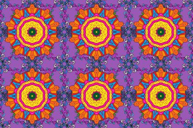 Raster deseni. Bahar çiçekleriyle desen dallı, menekşe, turuncu ve siyah renkler çiçekli siluet.