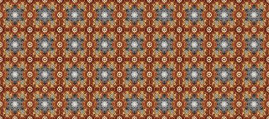 Kahverengi, gri ve bej renkli, altın elementli klasik, pürüzsüz desen. Raster illüstrasyonu.