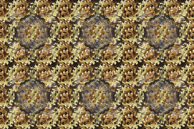 Kusursuz çiçek deseni. Duvar kâğıdı barok, İspanyol kumaşı. Kusursuz raster arka plan. Kahverengi, gri ve bej renklerde grafiksel, modern, pürüzsüz desen.