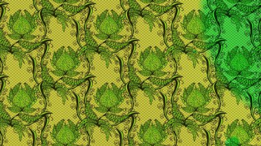 Küçük çiçekteki sevimli çiçek deseni. Yeşil, sarı ve nötr renkte çiçekler.