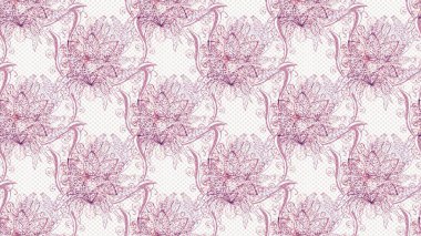 Çiçek deseni. Tarafsız, pembe ve beyaz renkler üzerine çiçek çizimi. Şatafatlı bahar bahçesi dokusu. Raster illüstrasyonu. Tarafsız, pembe ve beyaz renkte çiçekler.