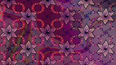 Çiçeksel fantezi tasarımı ve parlak bir arka plan çizimi. Renkli Bahar Teması eskiz kalıbı. Düz Çiçek Elementleri Tasarımı.