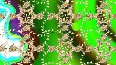 Raster illüstrasyonunda el çiçeği deseni. Yeşil, bej ve nötr renkte çiçekler.