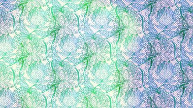 Raster güzel bir çiçek deseni çizmiş. Bahar mevsimi. Tatil havası. Nazik romantik baskı. Tarafsız, mavi ve yeşil renkte çiçekler.