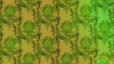 Küçük çiçekteki sevimli çiçek deseni. Yeşil, sarı ve kahverengi renkte çiçekler.