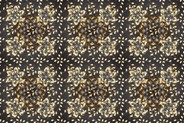 Doku arka planında altın duvar kâğıdı. Damask kusursuz yinelenen arkaplan. Gri, kahverengi ve bej renklerde altın element. Barok tarzında altın çiçekli süs..