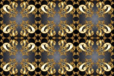 Geleneksel oryantasyon süsü. Kahverengi, bej ve gri renklerdeki altın desenli altın elementler. Klasik klasik klasik arka plan. Kusursuz klasik raster altın desenli.