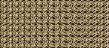 Damask arkaplanı tekerrür ediyor. Barok tarzında altın çiçek süsü. Antika altın tekrarlanabilir duvar kağıdı. Siyah ve sarı renkler üzerine altın element.