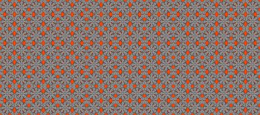 Küçük çiçekteki sevimli çiçek deseni. Raster illüstrasyonu. Gri, turuncu ve siyah renklerde. Soyut çiçek desensiz arkaplan. Raster deseni.