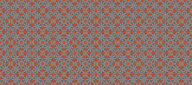 Küçük çiçekteki sevimli çiçek deseni. Raster illüstrasyonu. Gri, turuncu ve siyah renklerde. Soyut çiçek desensiz arkaplan. Raster deseni.