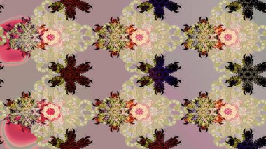 Sketch Floral Pattern in Raster illustration. Fancy fabric pattern. Colour Spring Theme sketch pattern Background. Flat Flower Elements Design.