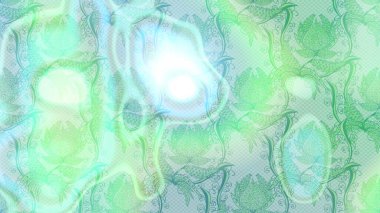 Tarafsız, mavi ve yeşil renklerde çiçekler. Hediye ambalaj kağıdı, tebrik kartları, posterler ve pankart tasarımı. Raster düz çiçekleri çizim deseni.