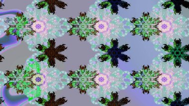 Tarafsız ve mavi renkte etnik çiçeklerle süslenmiş zarif bir eskiz şekli. Raster Çiçek İllüstrasyonu güzel tekstil..