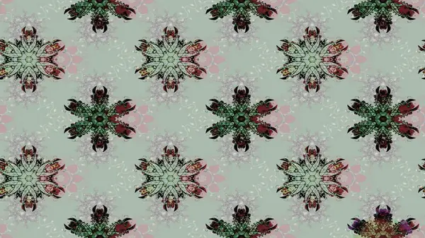 Kışın sembolü. Kar tanesi kışı. Renkli arka planda izole edilmiş suluboya kar taneleri. Raster illüstrasyonu.