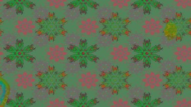 Kar Tanesi Mozaik ikonu. Grafiksel element dekorasyonu. Düz dizayn. Yeşil ve kahverengi siluet kar tanesi tabelası. Sembol kışı, donmuş, Noel, yeni yıl tatili. Raster illüstrasyonu.