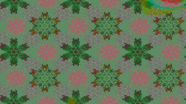 Nakış desenli çiçek deseni. Renkli grunge, koyu yeşil ve gri çiçeklerle soyut bir arka plan oluşturur. İzler, kumaş, duvar kağıtları, tekstil için raster dokusu.