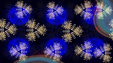 Raster illüstrasyonu. Siyah ve mavi renkte kar taneleri. Kar tanesi raster deseni. Renkli arka planda izole tatlı kar taneleri.