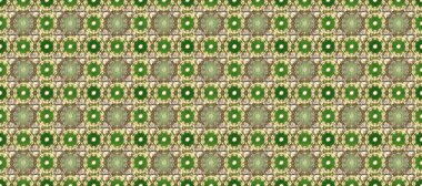 Yeşil ve bej renklerde altın. Kusursuz ortaçağ çiçek deseni. Doğum günü kartı, davetiye ya da afiş için iyidir. Dekoratif simetri arabesk. Raster illüstrasyonu.