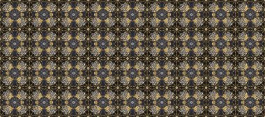 Gri ve kahverengi renklerde kusursuz desen. Raster altın pürüzsüz desen. Doğu tarzı arabesk tarzında altın elementler. Kusursuz altın desenli bukleler..