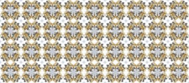 Geleneksel oryantasyon süsü. Kusursuz klasik raster altın desenli. Gri, bej ve altın elementli nötr renklerde kusursuz desen. Raster illüstrasyonu. Klasik vintage arkaplan.