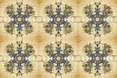 Geleneksel oryantasyon süsü. Kusursuz klasik bej, nötr, gri ve altın desenli. Klasik vintage arkaplan.