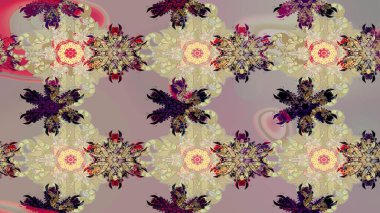 Raster illüstrasyonu. Bej ve gri kar taneleri. Noel için tatil tasarımı, yeni yıl moda baskıları. Kar tanelerinin soyut arkaplanlı Noel arkaplanı. Güzel tasarım..