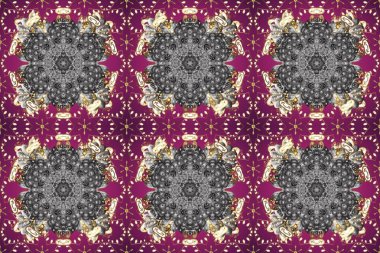 Lüks, kraliyet ve Viktorya dönemi konsepti. Gri, mor ve bej üzerine altın rengi klasik barok çiçeksiz desenler. Süslü raster dekorasyonu. Gri, mor ve bej renklerde altın element.