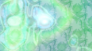 Tarafsız, mavi ve yeşil renklerde ve çiçek siluetiyle bahar çiçekleriyle desen. Raster deseni.