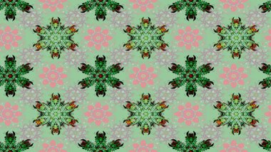 Çiçek deseni. Tarafsız ve gri renkler üzerine çiçek çizimi. Şatafatlı bahar bahçesi dokusu. Raster illüstrasyonu. Tarafsız ve gri renkte çiçekler.