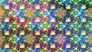 Kar tanelerinin soyut arkaplanlı Noel şablonu. Renkler. Mavi ve yeşil kar taneleri. Noel ve yeni yıl moda baskıları için tatil tasarımı. Raster illüstrasyonu.