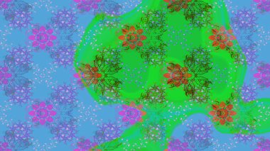 Güzel bir kış süsü. Renkli kar taneleri Raster çizimi. Raster mavisi ve yeşil kar tanesinden izole edilmiş.