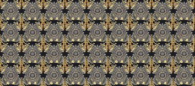 Klasik raster sarısı, kusursuz desen. Çiçek süsü kumaş deseni, cam, çiçek desenli metal gri, kahverengi ve bej renkli altın elementler..