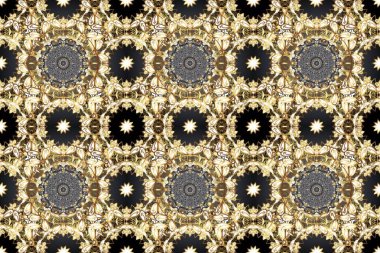 Çiçek süsü kumaş deseni, cam, çiçek desenli metal bej ve gri renklerde altın elementler. Klasik raster altın pürüzsüz desen.