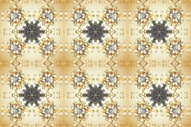 Raster altın pürüzsüz desen. Kusursuz altın desenli bukleler. Doğu tarzı arabesk tarzında altın elementler. Bej, nötr ve gri renklerde pürüzsüz desen.