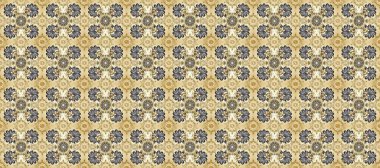 Doğu tarzında klasik tasarım öğesi. Geleneksel Arap dekoru bej, gri renkler. Süslü dantel iz sürücü. Duvar kâğıdı için altın süslü bir illüstrasyon. Çiçekli süslemeli, pürüzsüz bir desen.