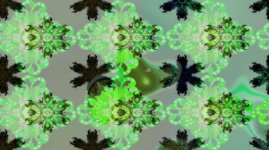 Düz Çiçek Elementleri Tasarımı. Yeşil ve nötr renklerde çiçekler. Renkli Bahar Teması eskiz kalıbı. Raster illüstrasyonunda çiçek deseni çizimi.