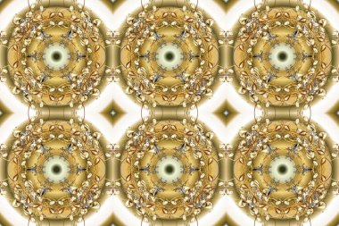 Bej, nötr ve kahverengi renklerde altın sarısı elementlerle altın pürüzsüz desen. Noel, kar tanesi, yeni yıl. Bej, nötr ve kahverengi renklerde altın elementlerle kusursuz klasik desen.